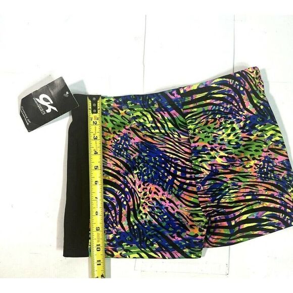 GK Elite Gymnastic Dance Leotard like Shorts Animal Print Multicolor New AL - Picture 6 of 9